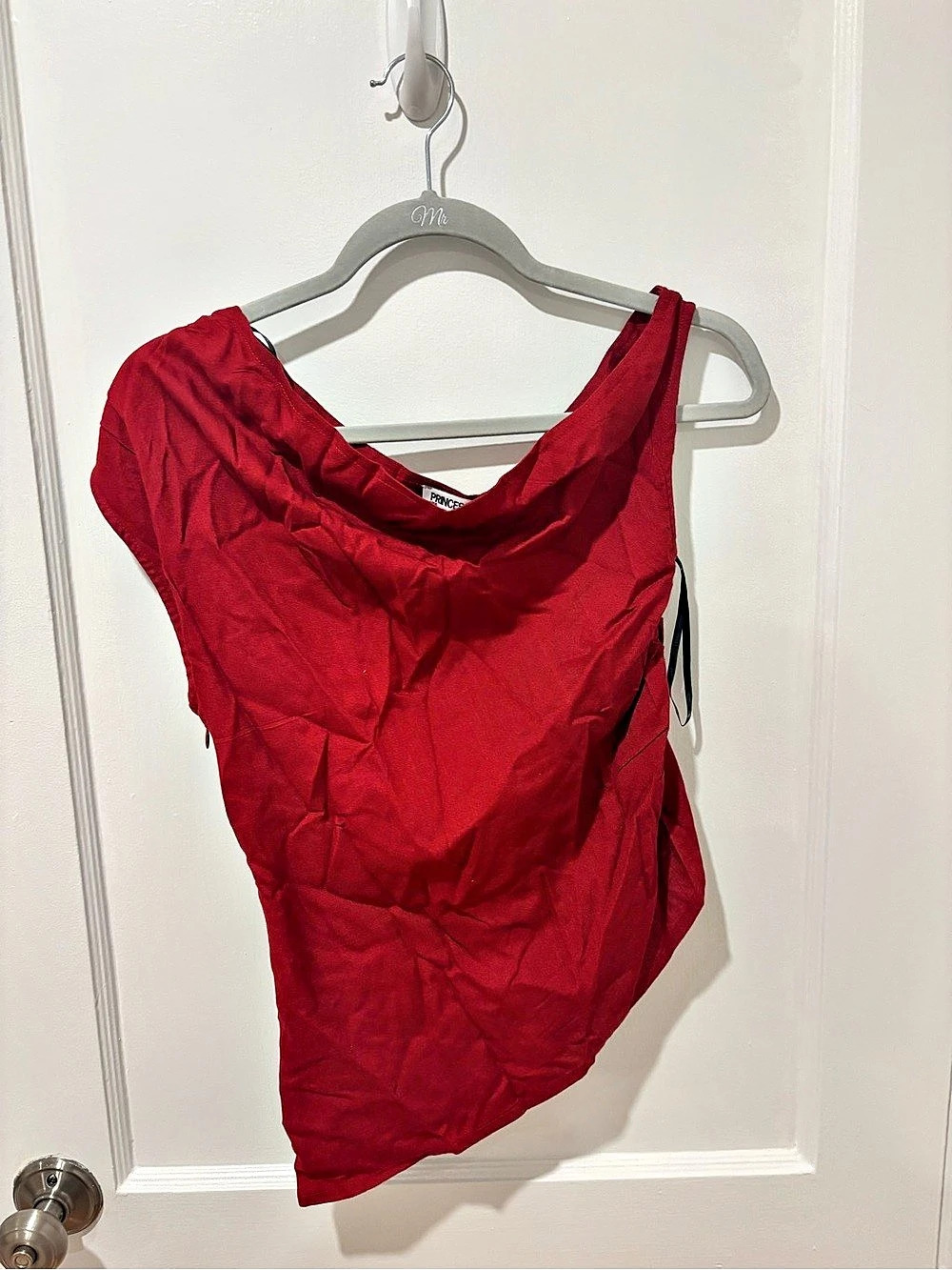 Princess Polly Coretta Ruched Asymmetrical Top Red